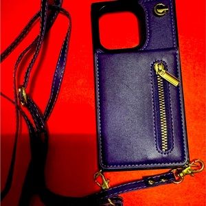 Purple iPhone 14 Pro cardholder phone case